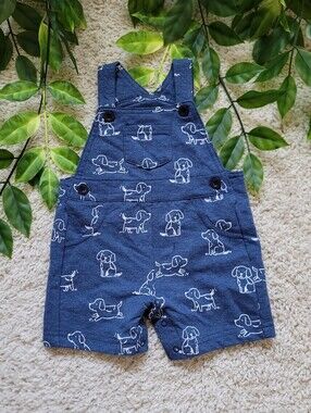 Baby Boy Navy Puppy Overalls (0-3 Months)